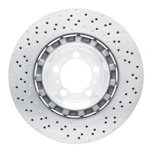 Porsche 911 Brake Rotor (1) - Rear - R1 Concepts - Drilled Carbon Alloy GeoMET - `13-`19